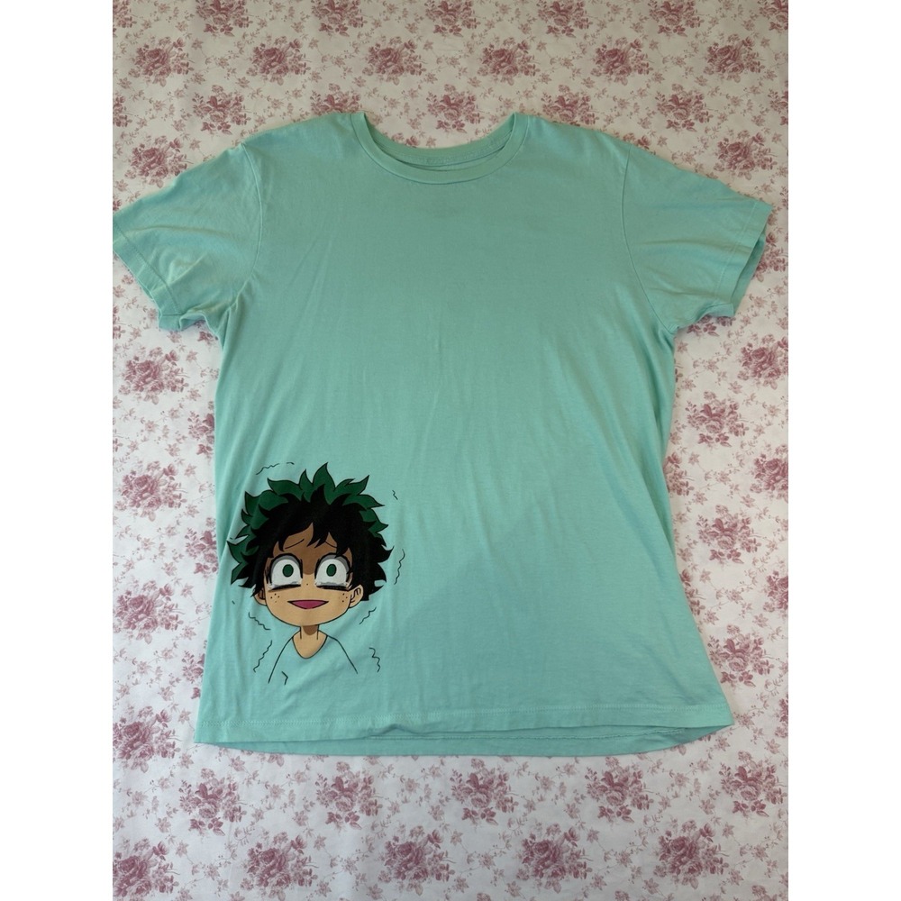 My Hero Academia Deku Anime Graphic T-Shirt Size Large Mint Green